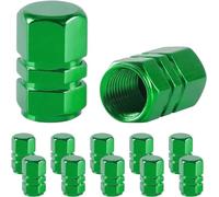 Tappi per valvole di pneumatici di auto e moto, Cappucci stelo valvola pneumatici for auto 10 pezzi multicolore 16,8x10 mm(Green)