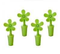 Tappi per vino in silicone, 4 tappi riutilizzabili a forma di fiore, per bottiglie di vino, divertenti tappi decorativi per vino, per birra, champagne, spumante (verde)