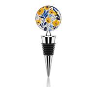 Tappi per vino sottovuoto divertente tappo per vino fiori gialli e blu Tappi per bottiglie di vino a prova di perdite Tappi per risparmiare pompa di vino Tappi riutilizzabili per bottiglie di vino per