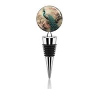 Tappi per vino sottovuoto divertente tappo per vino pavone orientale su albero di fiori Tappi per bottiglie di vino a prova di perdite Tappi per risparmiare pompa di vino Riutilizzabili Sigillante per