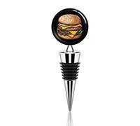 Tappi riutilizzabili per bottiglie di bevande, per feste e matrimoni, con motivo: hamburger, cibo divertente e vino.