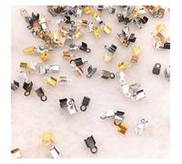 Tappi terminali per corda 200 pezzi/lotto 2x6/4x8mm perline a crimpare fermagli a conchiglia terminali for cordino nastro fermaglio in pelle(07 mixed color,4x8mm(about 200pcs))