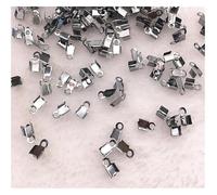 Tappi terminali per corda 200 pezzi/lotto 2x6/4x8mm perline a crimpare fermagli a conchiglia terminali for cordino nastro fermaglio in pelle(05 gunblack,2x6mm(about 200pcs))