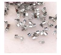 Tappi terminali per corda 200 pezzi/lotto 2x6/4x8mm perline a crimpare fermagli a conchiglia terminali for cordino nastro fermaglio in pelle(04 dull silver,4x8mm(about 200pcs))