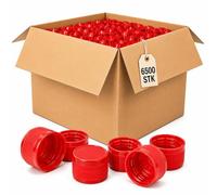 Tappo a vite per bottiglie in HDPE, diametro 28 mm, 6500 pezzi, universale, in diversi colori, per geocaching, fai da te, scorte (rosso)
