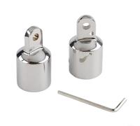 Tappo ad occhiello in acciaio inossidabile 316 resistente per barca per Bimini Top, adatto a tubi rotondi da 20 mm, 22 mm, 25 mm, resistente alla ruggine, con chiave, argento, 2 pezzi (25 mm)