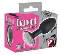 TAPPO ANALE con gemma DIAMOND silicone gem ANAL PLUG Small/Large Black