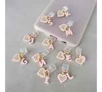 Tappo antipolvere con ciondolo a forma di lettera d'amore con diamanti scintillanti per porta USB-C, in morbido silicone, accessorio giocoso e carino per e-reader, telefoni, tablet e laptop, accessori