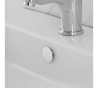 Tappo Copriforo Universale Per Troppo Pieno Lavabi E Bidet Aventi Circonferenza 24 O 28 Mm, In Ottone Con Ghiera Bianco Opaca Dal Design Moderno