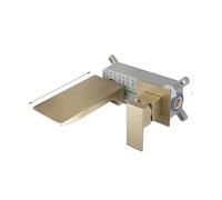 Tappo di lavandino da Bagno Oro Spazzolato, Miscelatore Cascata vano in Scatola Incorporato, Gru a Parete Acqua Fredda Calda Crane, Rubinetto della Cucina