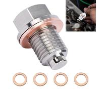 Tappo di Scarico Dell'Olio Magnetico, Vite di Scarico Dell'olio Magnetica M14x1.5, Tappo Coppa Olio Motore con 5 Pezzi Rondella Rame, Automotive Raccordi in Acciaio Inox per Tutti Modelli di Auto