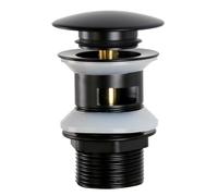 Tappo di scarico per lavabo da bagno, Tappo pop-up for lavello, scarico interamente in rame, in, con foro di troppo pieno(Black)