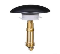 Tappo di scarico per lavello, 66 mm, con pulsante a pressione, in ottone, resistente alle perdite, adatto per lavelli da bagno e cucina (nero)