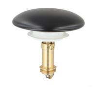 Tappo di scarico pop-up in ottone da 66 mm con pulsante per lavabi residenziali e vasca da bagno, compatibile con i rifiuti (nero)