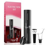 Tappo elettrico 4 in 1 Wine and Flow - Idee regalo uomo dilettante o professionista del vino - Apribottiglie elettrico con coppa capsula, aeratore e pompa per vuoto inclusi