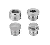 Tappo esagonale in ottone 1/8" 1/4" 3/8" 1/2" 3/4" 1" -1-1/2" BSP NPT Maschio Flangia Svasata Esagonale Tappo Terminale Quadrato(Inner Hex Flange,BSPT SS304_1")