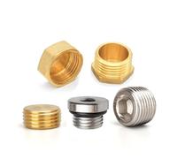 Tappo esagonale in ottone Adattatore connettore giunto con testa esagonale for tubo in ottone con filettatura maschio da 1/8" 1/4" 3/8" 1/2" 3/4"(10pcs Female Plug,1/8")