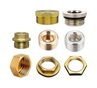 Tappo esagonale in ottone Tappo esagonale in rame da 1/8" 1/4" 3/8" 1/2" 3/4" Filettatura maschio Tappo terminale a testa esagonale for tubo in ottone(Flange Nut,5PCS_1/2")