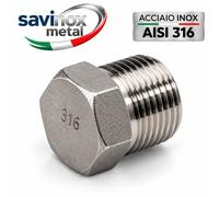 TAPPO ESAGONALE MASCHIO ACCIAIO INOX AISI 316 FILETTATO