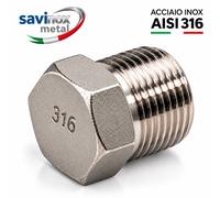 TAPPO ESAGONALE MASCHIO ACCIAIO INOX AISI 316 FILETTATO