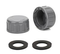 Tappo filettato in PVC, 2 pezzi di raccordo rotondo con rondelle in gomma, filettatura interna, per valvola di scarico, impianto di filtraggio a sabbia (25 mm)