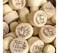 Tappo For Bottiglia Di Vino Personalizzato Con Testo Inciso/logo/nome, Tappo For Vino Personalizzato, Tappo In Sughero E Legno Decorazione For Bomboniere, Bomboniere Personalizzate For Baby Shower