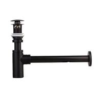 Tappo for lavandino del bagno in ottone, sifone a P, set completo, a bottiglia for, kit di scarico for e a scomparsa con troppopieno Per Lavelli(Matte black)