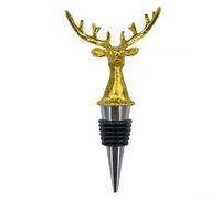 Tappo in lega di zinco a testa di cervo per bottiglie di vino, sigillatura di vino e bevande, con guarnizione in silicone per la freschezza (dorato)