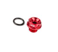tappo ingresso olio stage6, rosso per Minarelli | Testa esagonale, alluminio, o-ring, S6-SSP140/RE compatibile Yamaha Aerox 50 Cat dal 2003, Yamaha Neos 50 fino al 07/2007.