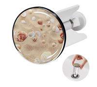 Tappo Lavandino Bagno Universale Per Lavello, Ricambio da 40mm Per il Del Tappo Lavandino Cucina, Tappi Lavandino Regolabile in Altezza, in Gomma di Ottone, Bianco - Conchiglia sulla spiaggia