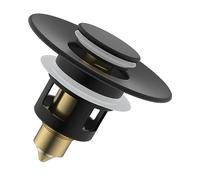 Tappo Lavandino Bagno Universale, Scarico Lavabo Bagno Universale Pop up Adatta per modelli da 25 mm a 46 mm, Filtro Scarico Lavabo Bagno Valvola Piletta Click Clack, Tappo per Bagno,Nero Opaco