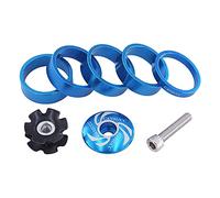 Tappo Manubrio Mtb Set di guarnizioni for anello dello stelo della forcella anteriore bicicletta serie sterzo Distanziatore cuffia avricolare da 1/8 pollice con tappo superiore Trasporto goccia(Blue)