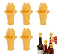 Tappo per bottiglia a forma di testa di gatto, tappo per vino e imbuto 2 in 1 a forma di testa di gatto, guarnizione in silicone a prova di perdite, strumento riutilizzabile per conservare (5PCS)