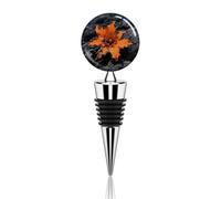 Tappo per bottiglia di vino a forma di fiori arancioni, a prova di perdite, con silicone, riutilizzabile, salva-vino, mantiene fresco, in lega di zinco, sigillante decorativo per bottiglie, adatto p