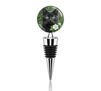 Tappo per bottiglia di vino a forma di gatto nero con fiore, a prova di perdite, con silicone, riutilizzabile, salva-vino, mantiene fresco, in lega di zinco, sigillante decorativo per bottiglie, ada