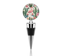 Tappo per bottiglia di vino a prova di perdite con cactus, fenicottero, rosa e fiori, in silicone, riutilizzabile, salva-vino, mantiene fresco, in lega di zinco, sigillante decorativo per bottiglie,