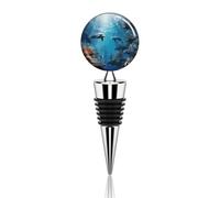 Tappo per bottiglia di vino Blue Ocean Underwater Fish, a prova di perdite, con silicone, riutilizzabile, salva-vino, mantiene fresco, in lega di zinco, sigillante decorativo per bottiglie, adatto p