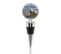 Tappo per bottiglia di vino con famiglia di lontra marina, riutilizzabile, sigillante decorativo per bottiglie per mantenere il vino fresco, è un accessorio ideale come regalo