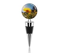 Tappo per bottiglia di vino con fiore giallo sotto il sole, tappo riutilizzabile per sigillare bottiglie di vino, sigillante decorativo per mantenere il vino fresco, è un regalo accessorio ideale per