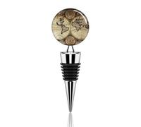 Tappo per bottiglia di vino con mappa antica del mondo, riutilizzabile, tappo sottovuoto, accessorio ideale per conservare il vino, accessorio regalo per bar, feste, matrimoni, occasioni celebrative