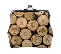 Tappo per bottiglia di vino con portamonete stampato vintage per le donne borsa portafoglio in pelle PU borsa cambio sacchetto Kiss-Lock Vintage, Tappo per bottiglia di vino con vintage, Taglia unica,