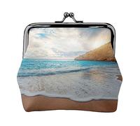 Tappo per bottiglia di vino con portamonete stampato vintage per le donne borsa portafoglio in pelle PU borsa cambio sacchetto Kiss-Lock Vintage, Corsa all'acqua a Spiaggia Tropicale, Taglia unica,