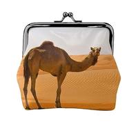 Tappo per bottiglia di vino con portamonete stampato vintage per le donne borsa portafoglio in pelle PU borsa cambio sacchetto Kiss-Lock Vintage, Cammello di sabbia del deserto, Taglia unica, Vintage