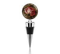Tappo per bottiglia di vino con stampa floreale di rose rosse, a tenuta stagna, con silicone, riutilizzabile, salva-vino, mantiene fresco, in lega di zinco, sigillante decorativo per bottiglie, adat