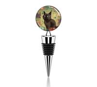 Tappo per bottiglia di vino decorativo in metallo con gatto e cartone animato, elegante, riutilizzabile, a prova di perdite, per regali, bar, feste, matrimoni