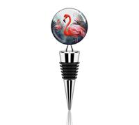 Tappo per bottiglia di vino in metallo con fenicottero dipinto, elegante, riutilizzabile, a prova di perdite, ideale per regali, bar, feste, matrimoni.