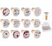 Tappo per Bottiglia di Vino in Sughero e Ceramica, con Scritte Divertenti - Idea Regalo - Frase su con la Vite