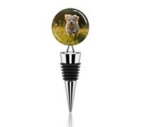 Tappo per bottiglia di vino riutilizzabile con cucciolo che attraversa l'erba, tappi per bottiglia sottovuoto, tappo decorativo, ideale per risparmiare vino, accessorio regalo per bar, feste