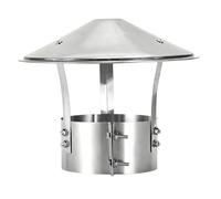 Tappo per camino in acciaio inox, con base rotonda e design a tesa larga a doppia vite, per una maggiore protezione e una copertura superiore sicura del camino