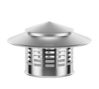 Tappo per camino rotondo in acciaio inossidabile 304, copertura antipioggia con bordo arrotolato, design di sicurezza per la protezione del tubo di scarico in tutte le condizioni atmosferiche, argento